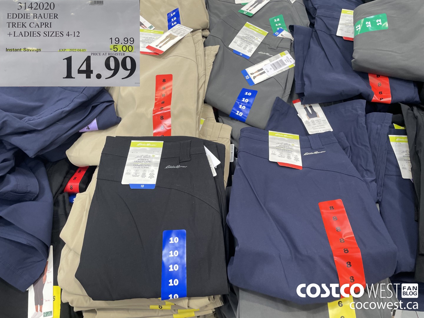 3142020 EDDIE BAUER TREK CAPRI LADIES SIZES 4-12 ($5.00 INSTANT SAVINGS EXPIRES ON 2022-04-03) $14.99