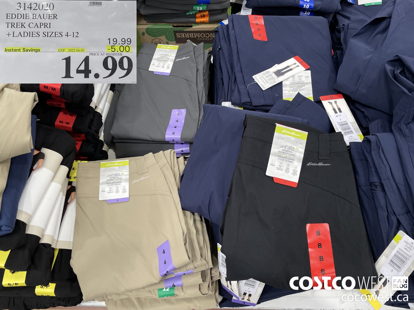 3142020 EDDIE BAUER TREK CAPRI LADIES SIZES 4-12 ($5.00 INSTANT SAVINGS EXPIRES ON 2022-04-03) $14.99