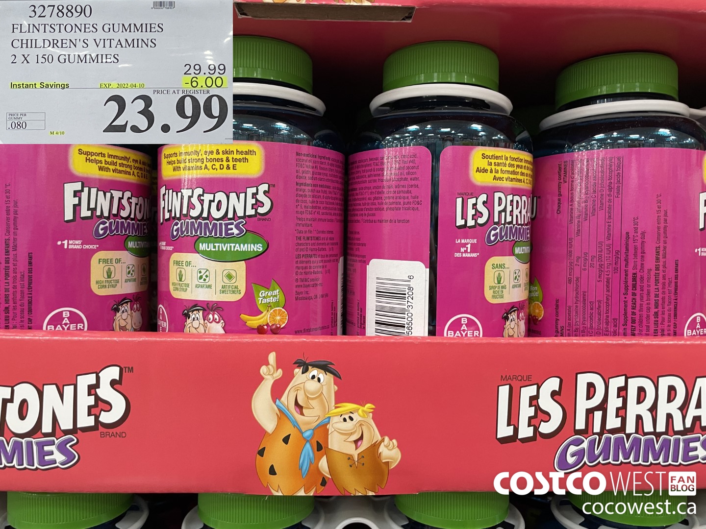 3278890 ELINTSTONES GUMMIES CHILDREN'S VITAMINS 2 X 150 GUMMIES  ($6.00 INSTANT SAVINGS EXPIRES ON 2022-04-10) $23.99