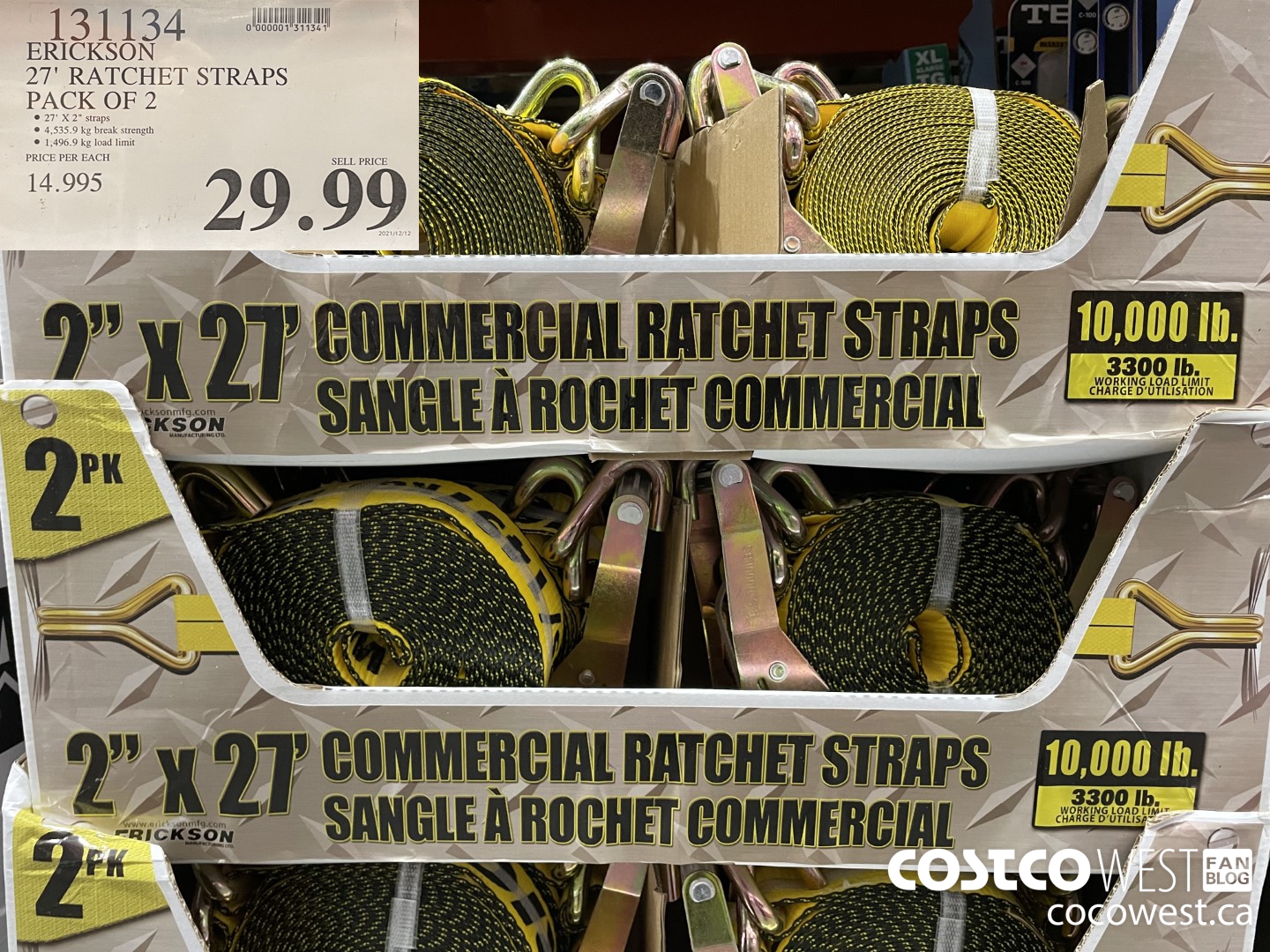 131134 ERICKSON 27' RATCHET STRAPS PACK OF 2 $29.99