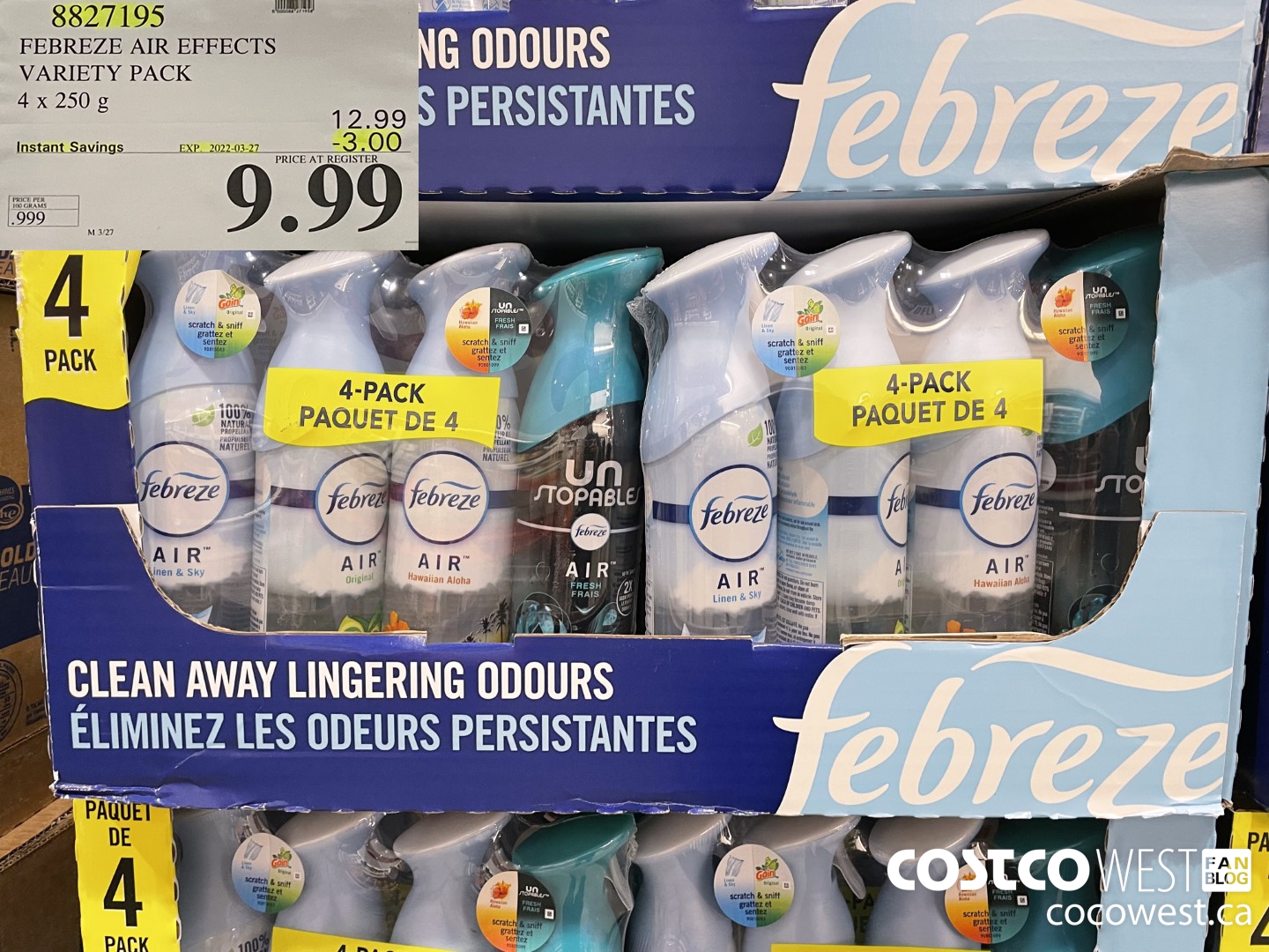 8827195 FEBREZE AIR EFFECTS VARIETY PACK 4 x 250 g ($3.00 INSTANT SAVINGS EXPIRES ON 2022-03-27) $9.99