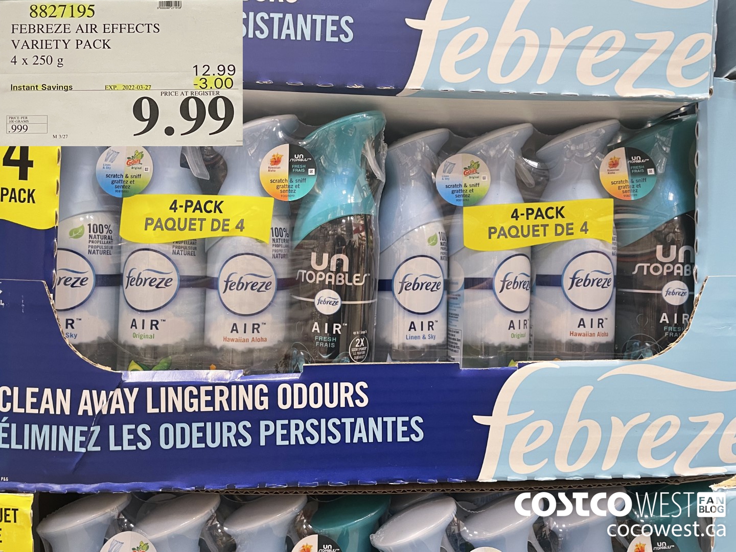 8827195 FEBREZE AIR EFFECTS VARIETY PACK 4 x 250 g ($3.00 INSTANT SAVINGS EXPIRES ON 2022-03-27) $9.99