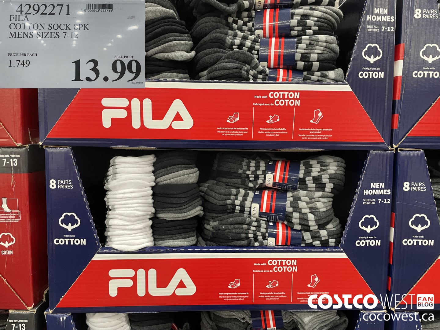 4292271 FILA ANKLE SOCKS 6PK MENS SIZES 7-12 $13.99
