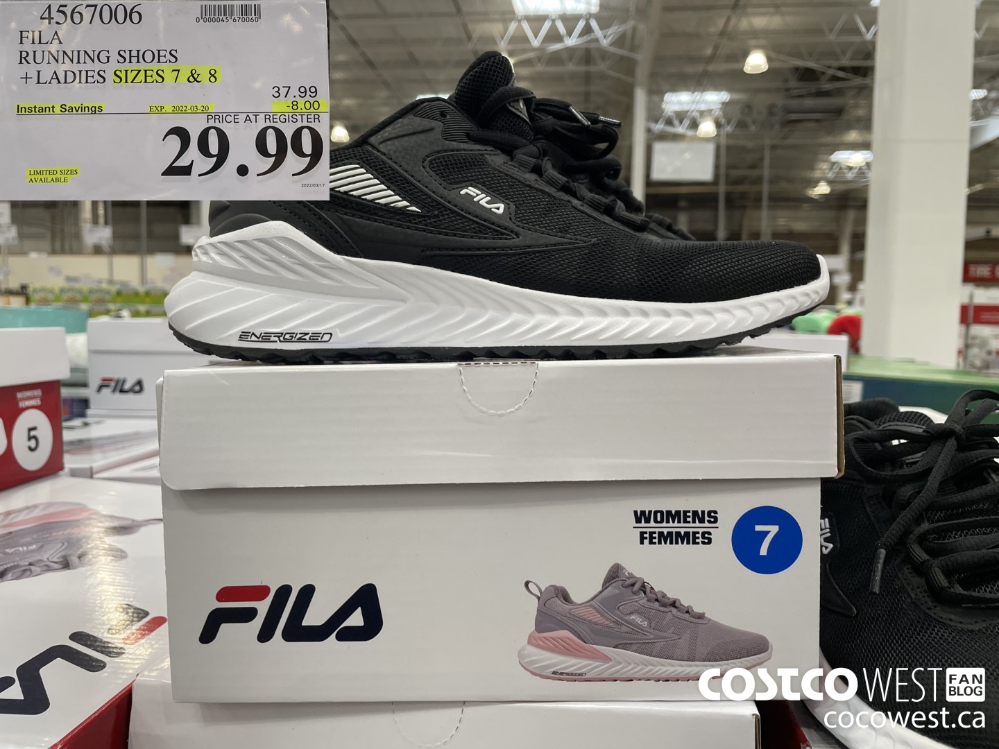 4567006 FILA RUNNING SHOES LADIES SIZES 5-11 ($8.00 INSTANT SAVINGS EXPIRES ON 2022-03-20) $29.99