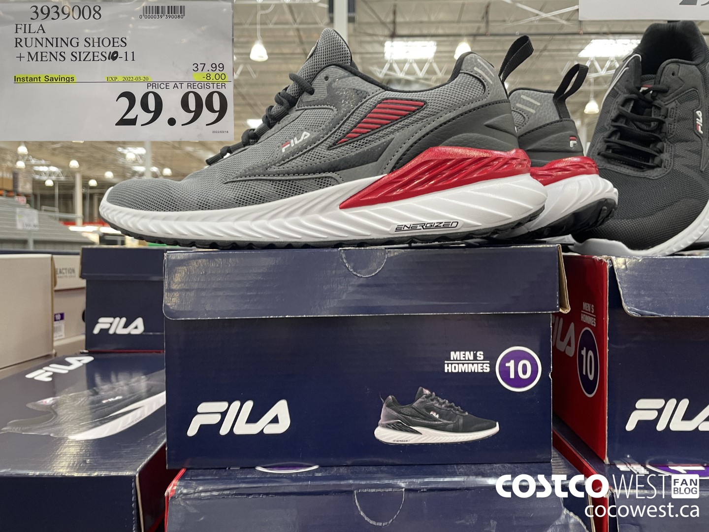 3939008 FILA RUNNING SHOES MENS SIZES 10-11 ($8.00 INSTANT SAVINGS EXPIRES ON 2022-03-20) $29.99