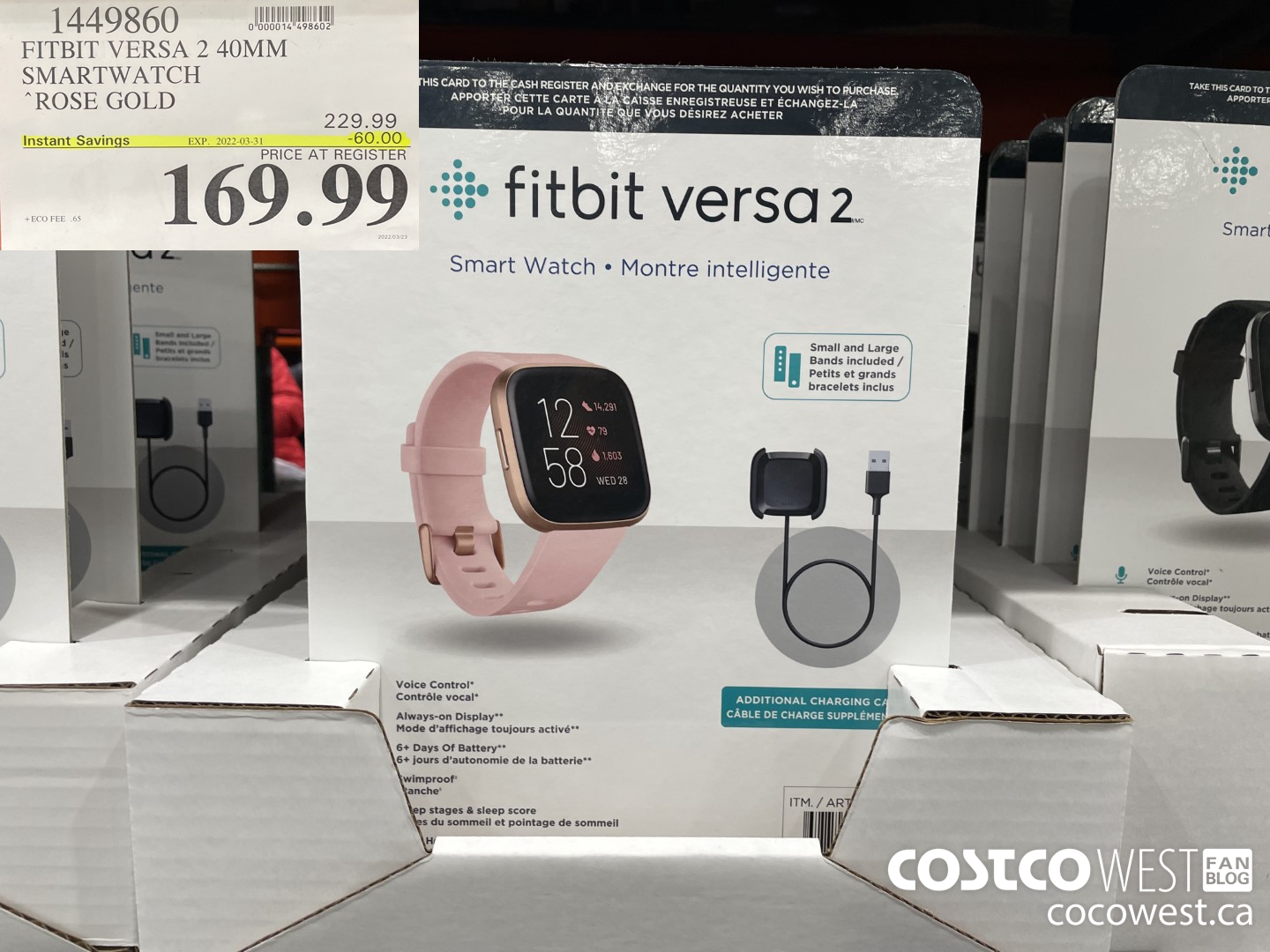 1449860 FITBIT VERSA SMARTWATCH ROSE GOLD ($60.00 INSTANT SAVINGS EXPIRES ON 2022-03-31) $169.99
