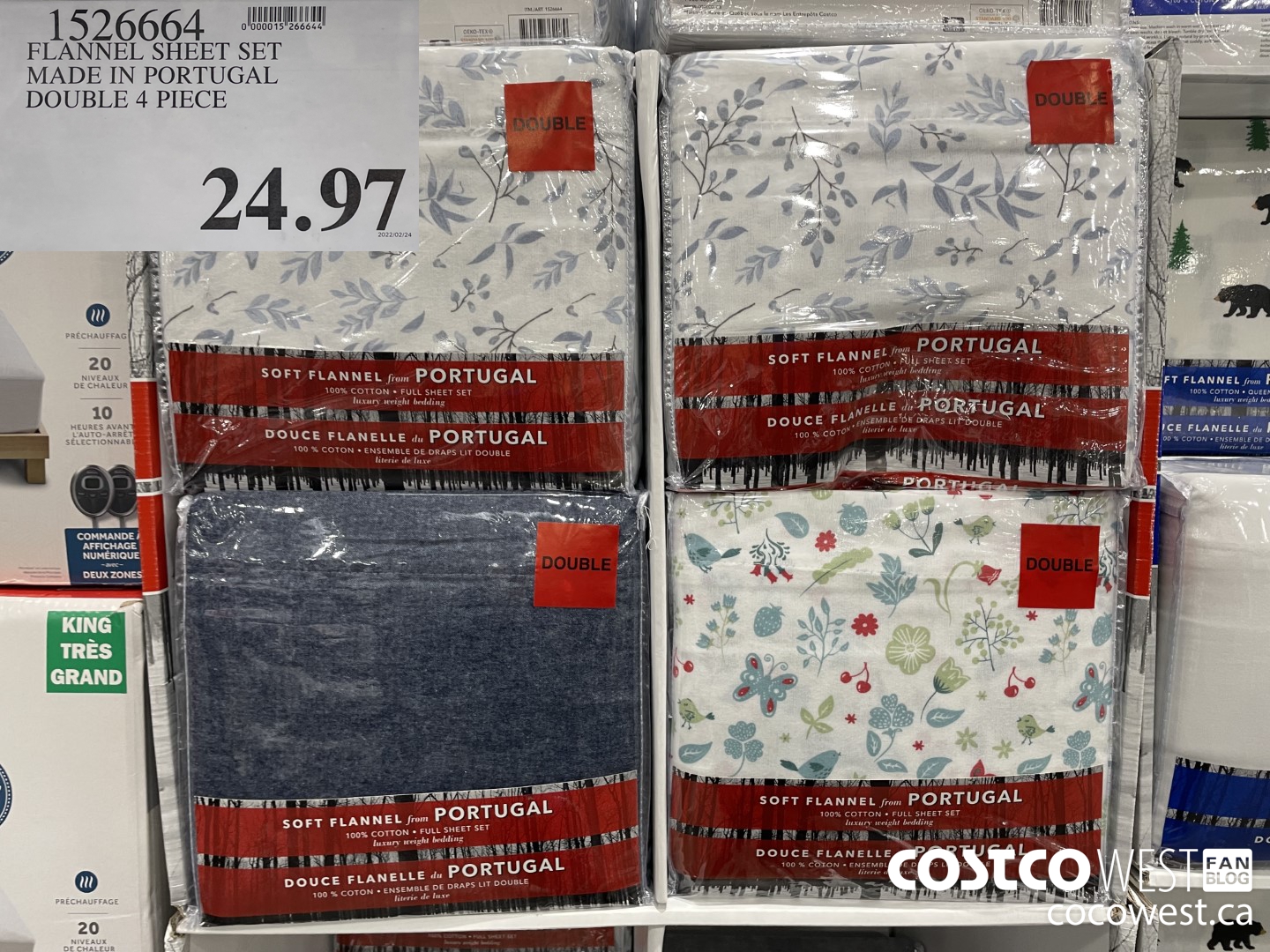 1526664 FLANNEL SHEET SET MADE IN PORTUGAL DOUBLE 4 PIECE $24.97