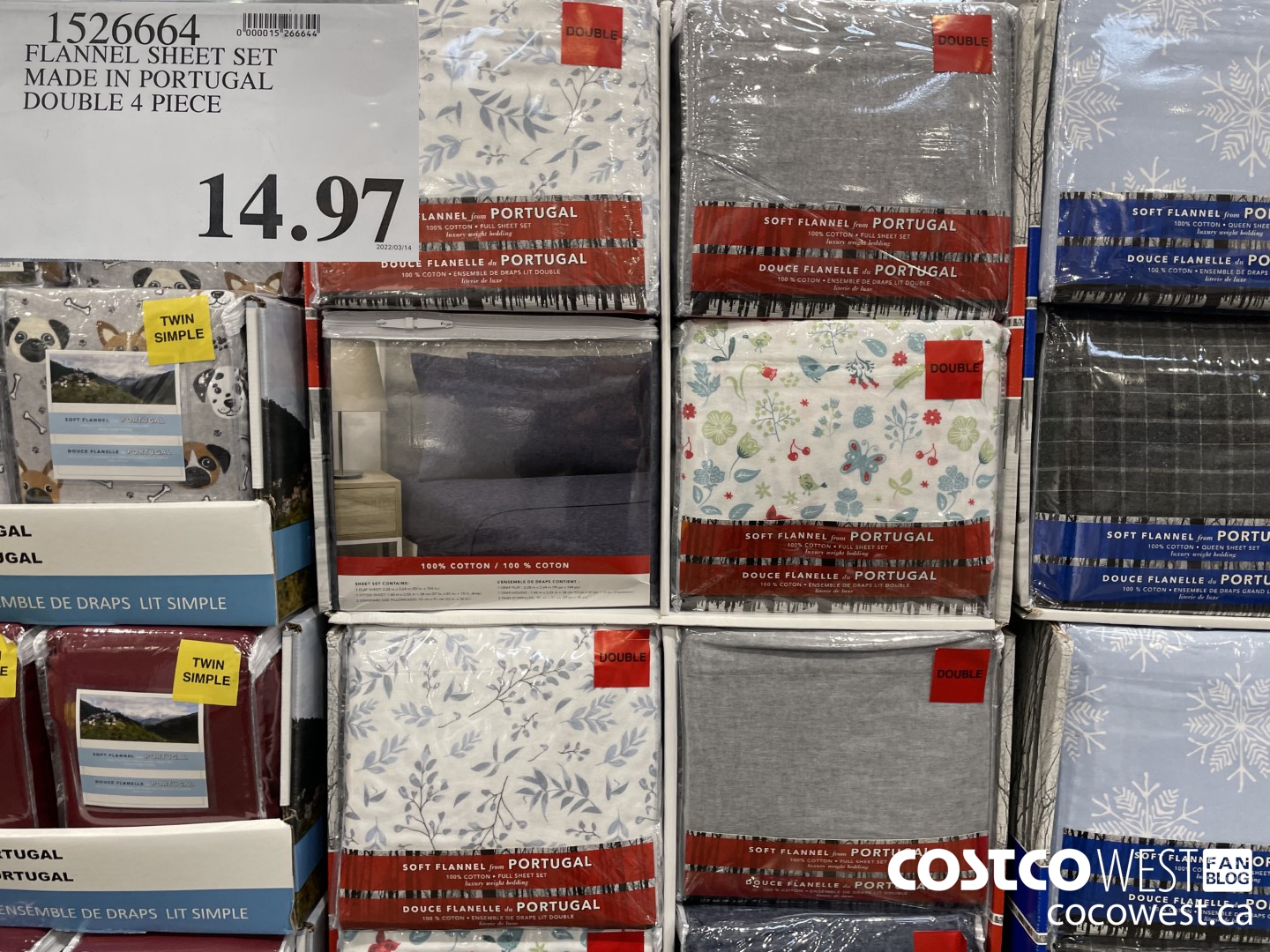 1526664 FLANNEL SHEET SET MADE IN PORTUGAL DOUBLE 4 PIECE  $14.97