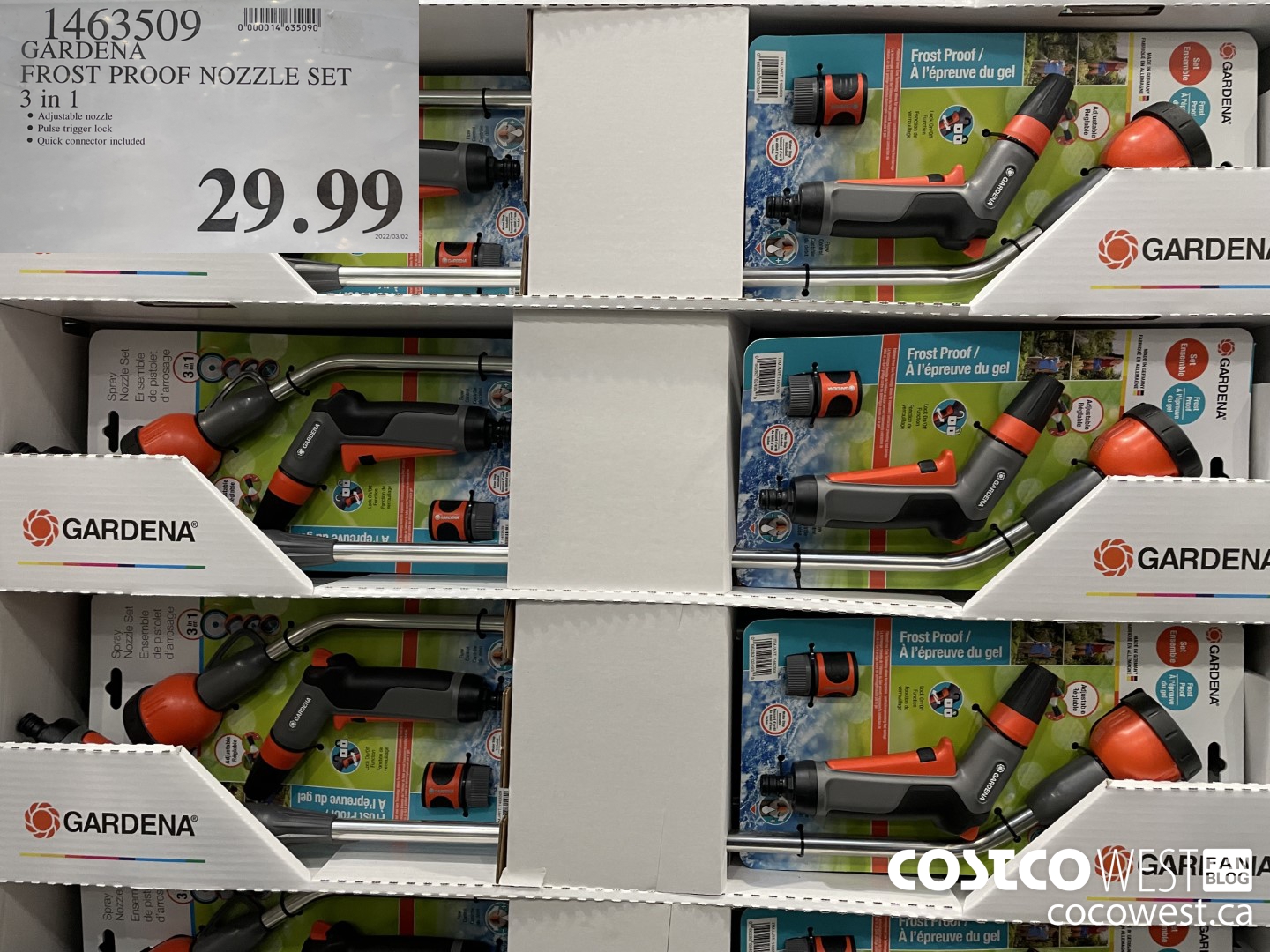 1463509 GARDENA FROST PROOF NOZZLE SET 3 IN 1 $29.99