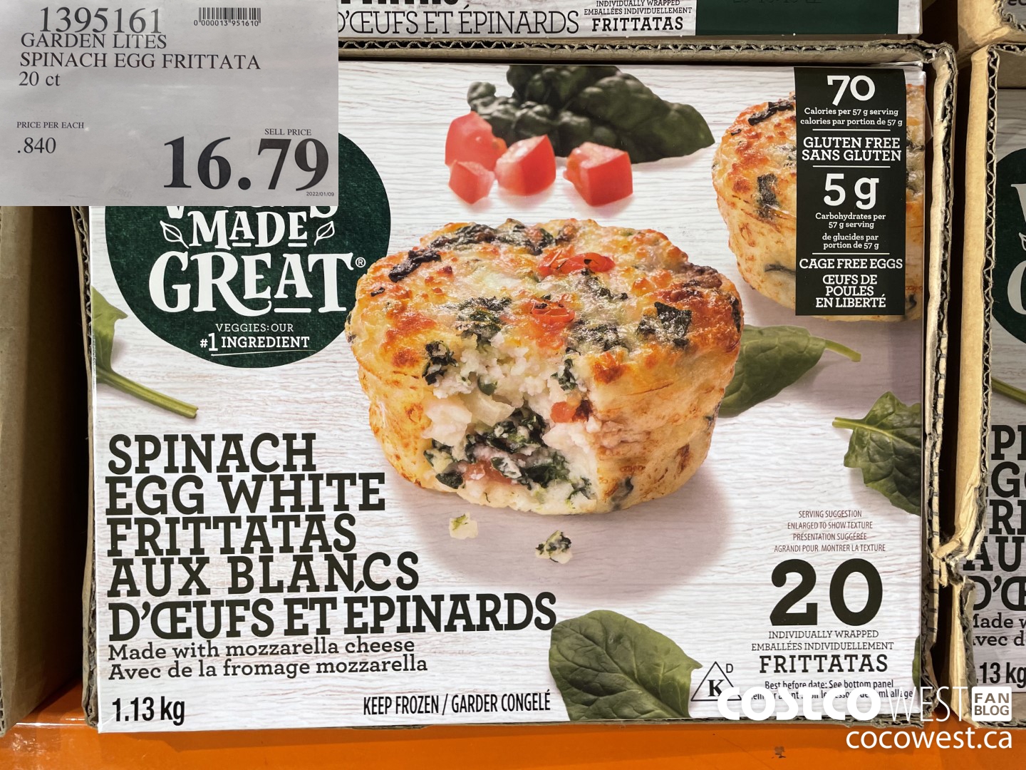 1395161 GARDEN LITES SPINACH EGG FRITTATA 20 ct $16.79