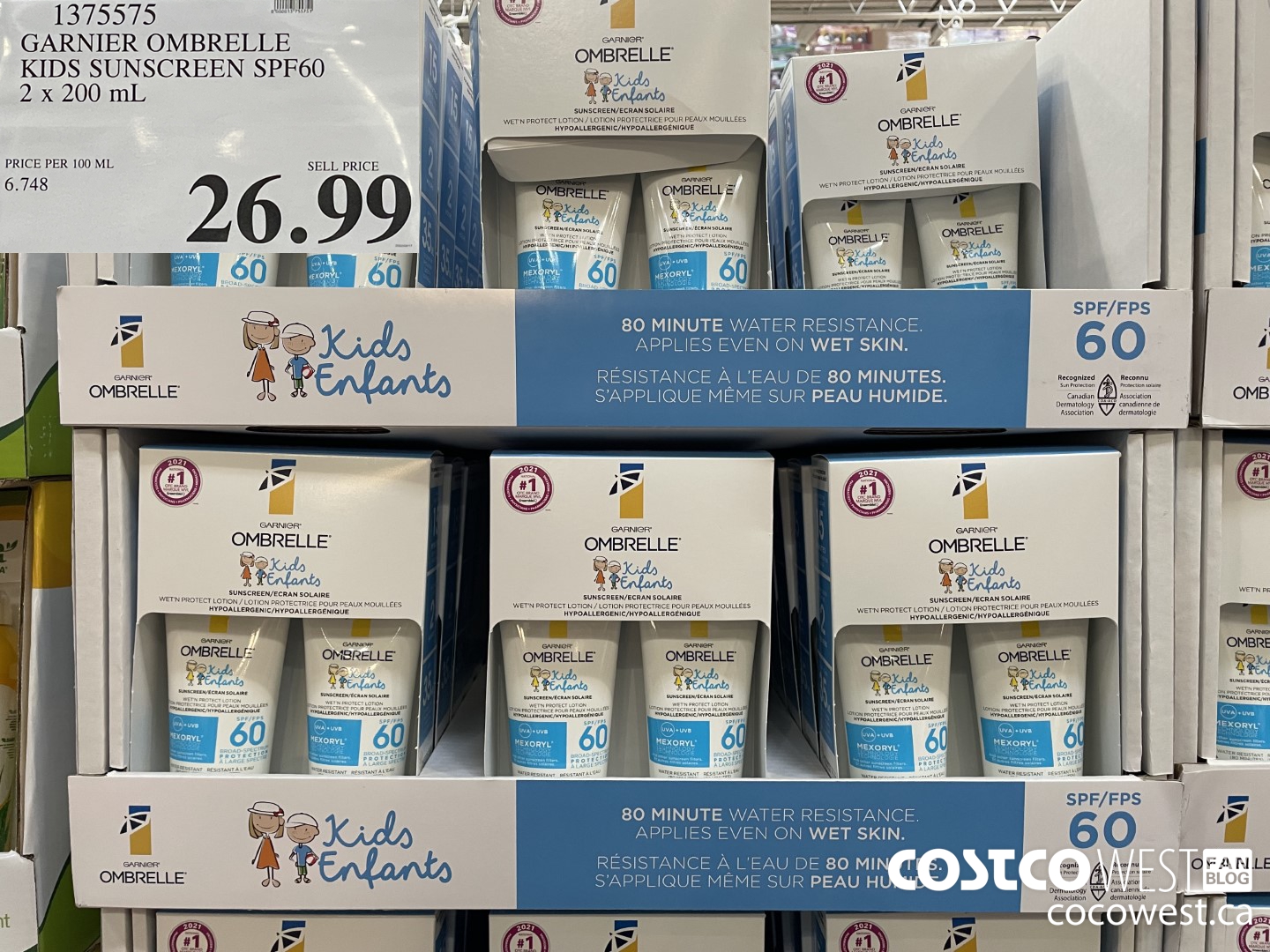 1375575 GARNIER OMBRELLE KIDS SUNSCREEN SPF60 2 x 200 mL $26.99