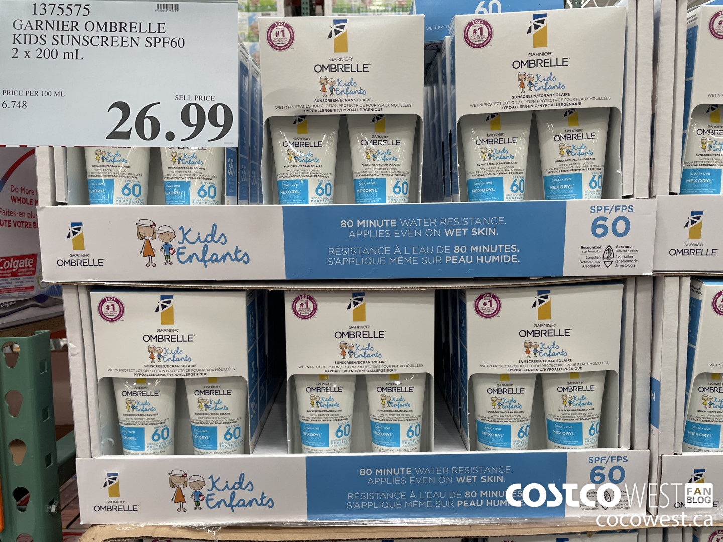 1375575 GARNIER OMBRELLE KIDS SUNSCREEN SPF60 2 x 200 mL $26.99