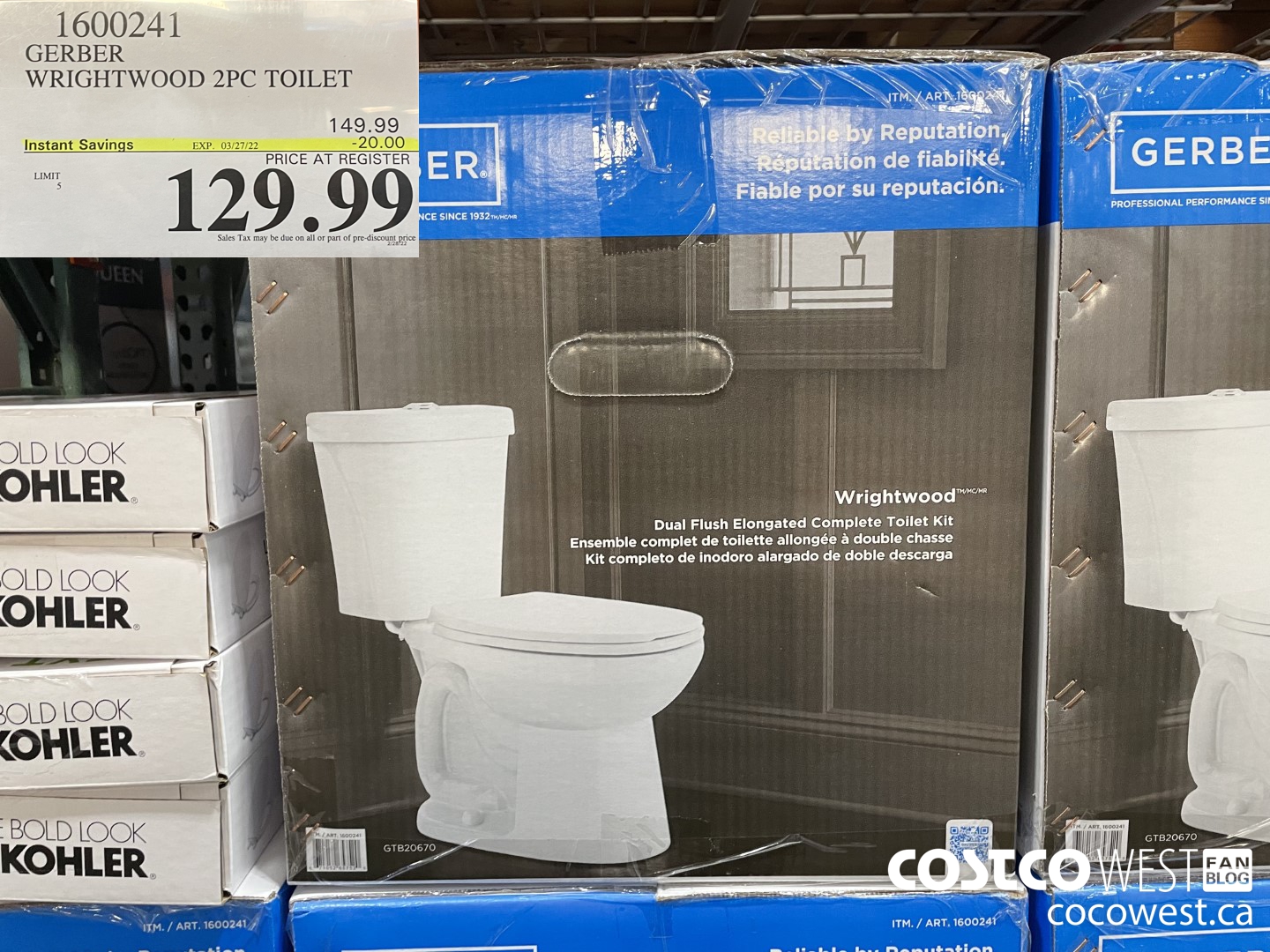 1600241 GERBER WRIGHTWOOD 2PC TOILET ($20.00 INSTANT SAVINGS EXPIRES ON 2022-03-27) $129.99