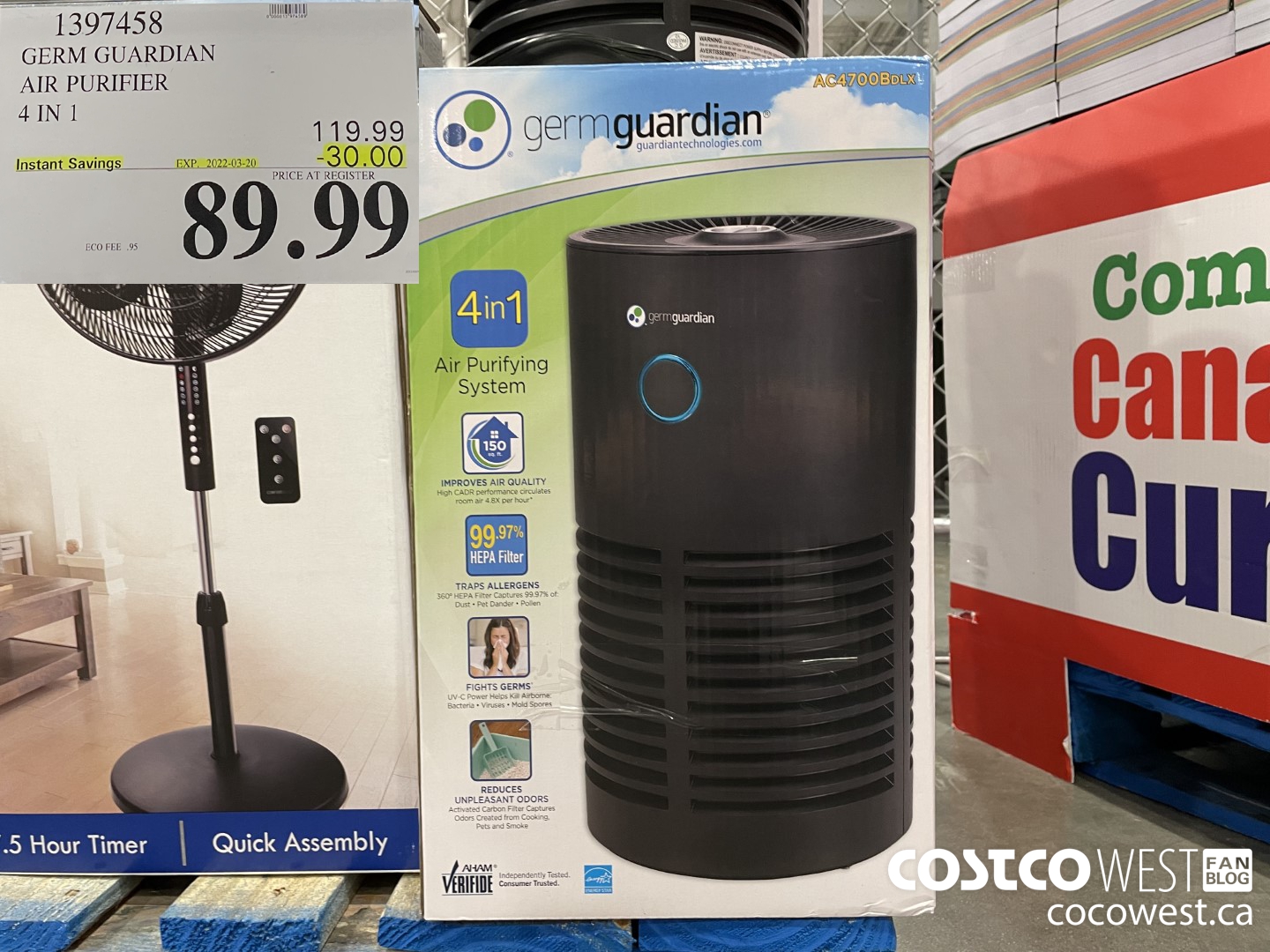 1397458 GERM GUARDIAN AIR PURIFIER 4 IN 1 ($30.00 INSTANT SAVINGS EXPIRES ON 2022-03-20) $89.99