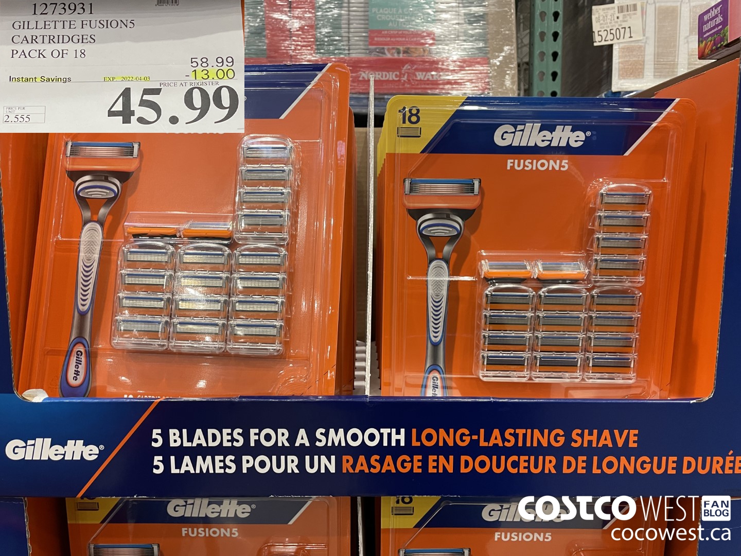 1273931 GILLETTE FUSIONS CARTRIDGES PACK OF 18 ($13.00 INSTANT SAVINGS EXPIRES ON 2022-04-03) $45.99