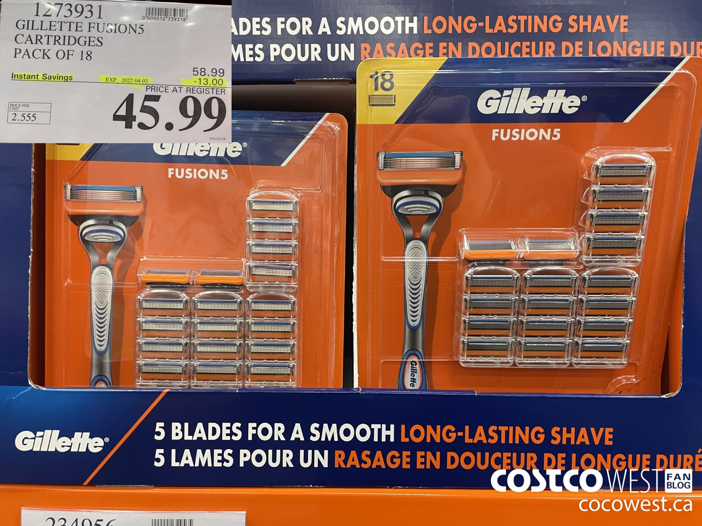 1273931 GILLETTE FUSIONS CARTRIDGES PACK OF 18 ($13.00 INSTANT SAVINGS EXPIRES ON 2022-04-03) $45.99
