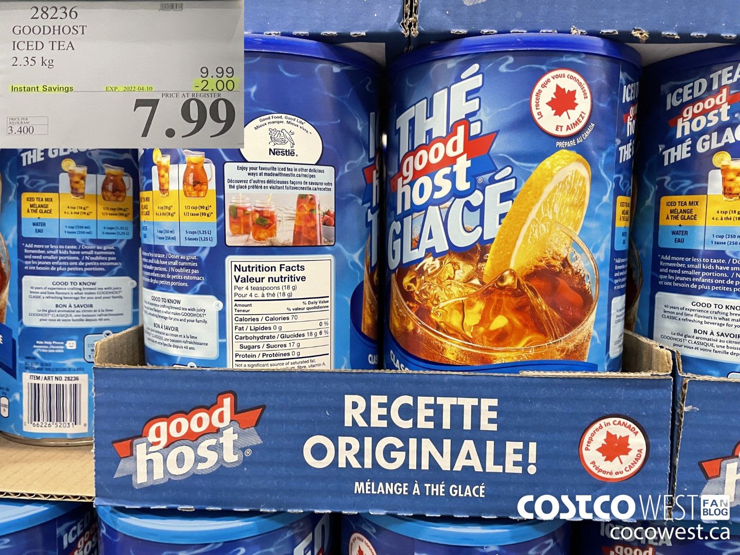 28236 GOODHOST ICED TEA 2.35 kg ($2.00 INSTANT SAVINGS EXPIRES ON 2022-04-10) $7.99