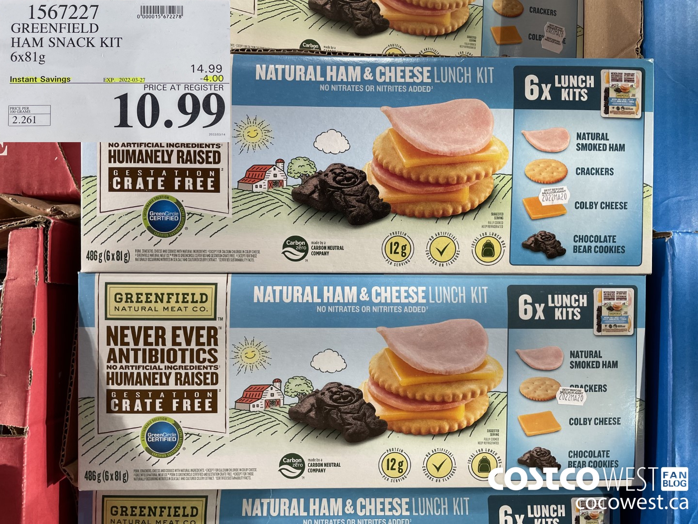 1567227 GREENFIELD HAM SNACK KIT 6x81g ($4.00 INSTANT SAVINGS EXPIRES ON 2022-03-27) $10.99