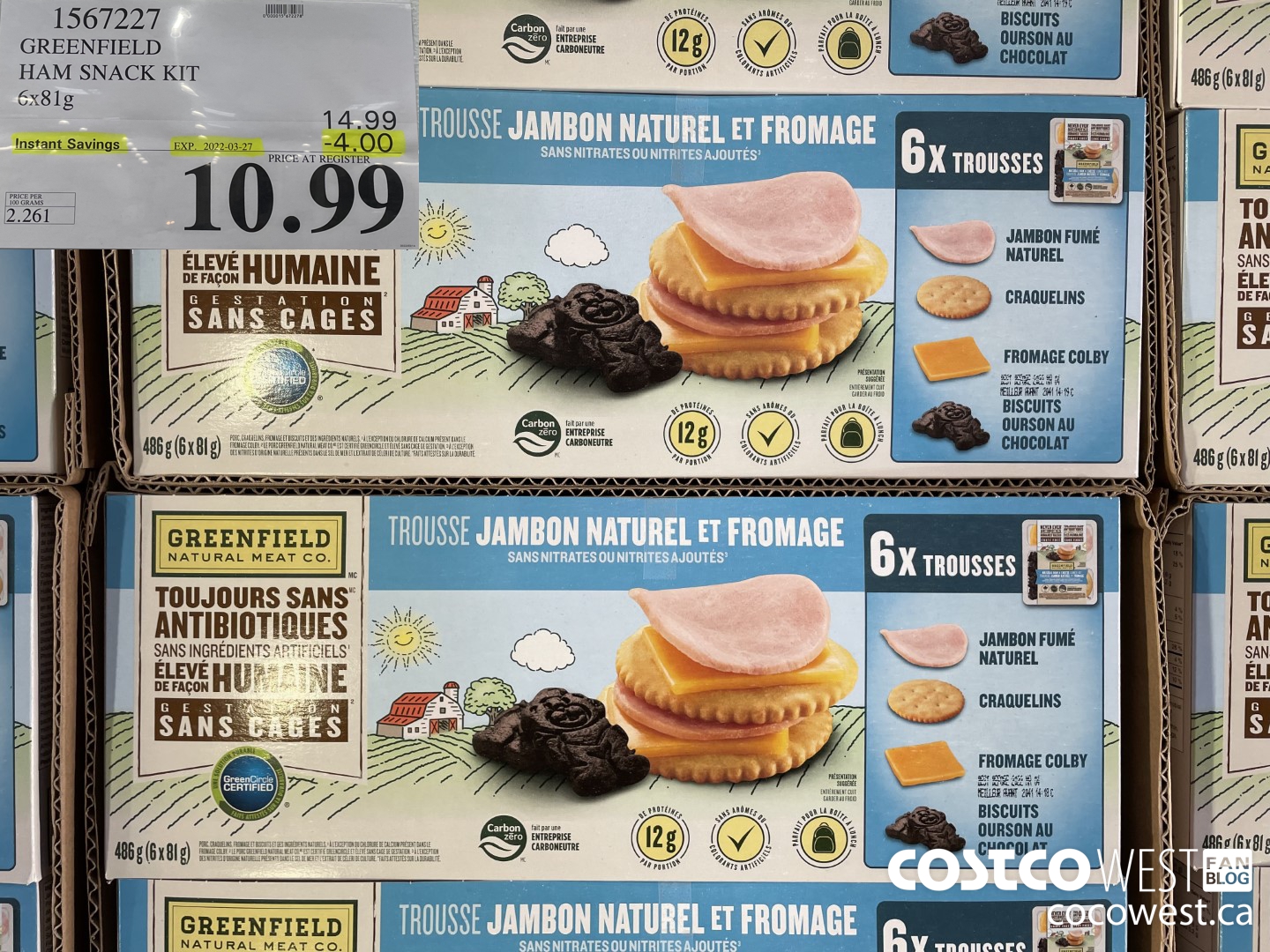 1567227 GREENFIELD HAM SNACK KIT 6x81g ($4.00 INSTANT SAVINGS EXPIRES ON 2022-03-27) $10.99