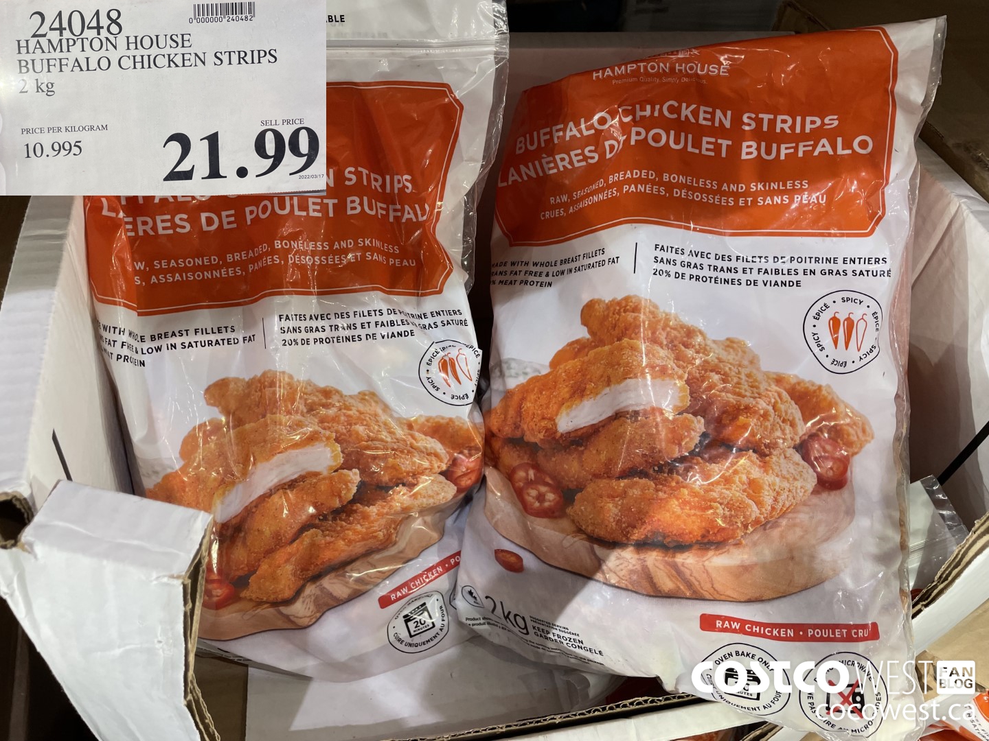 24048 HAMPTON HOUSE BUFFALO CHICKEN STRIPS 2 kg $21.99