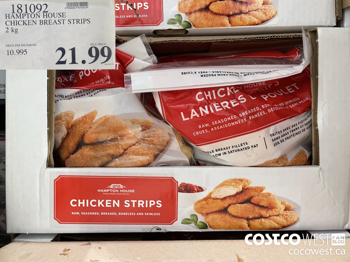 181092 HAMPTON HOUSE CHICKEN BREAST STRIPS 2 kg $21.99