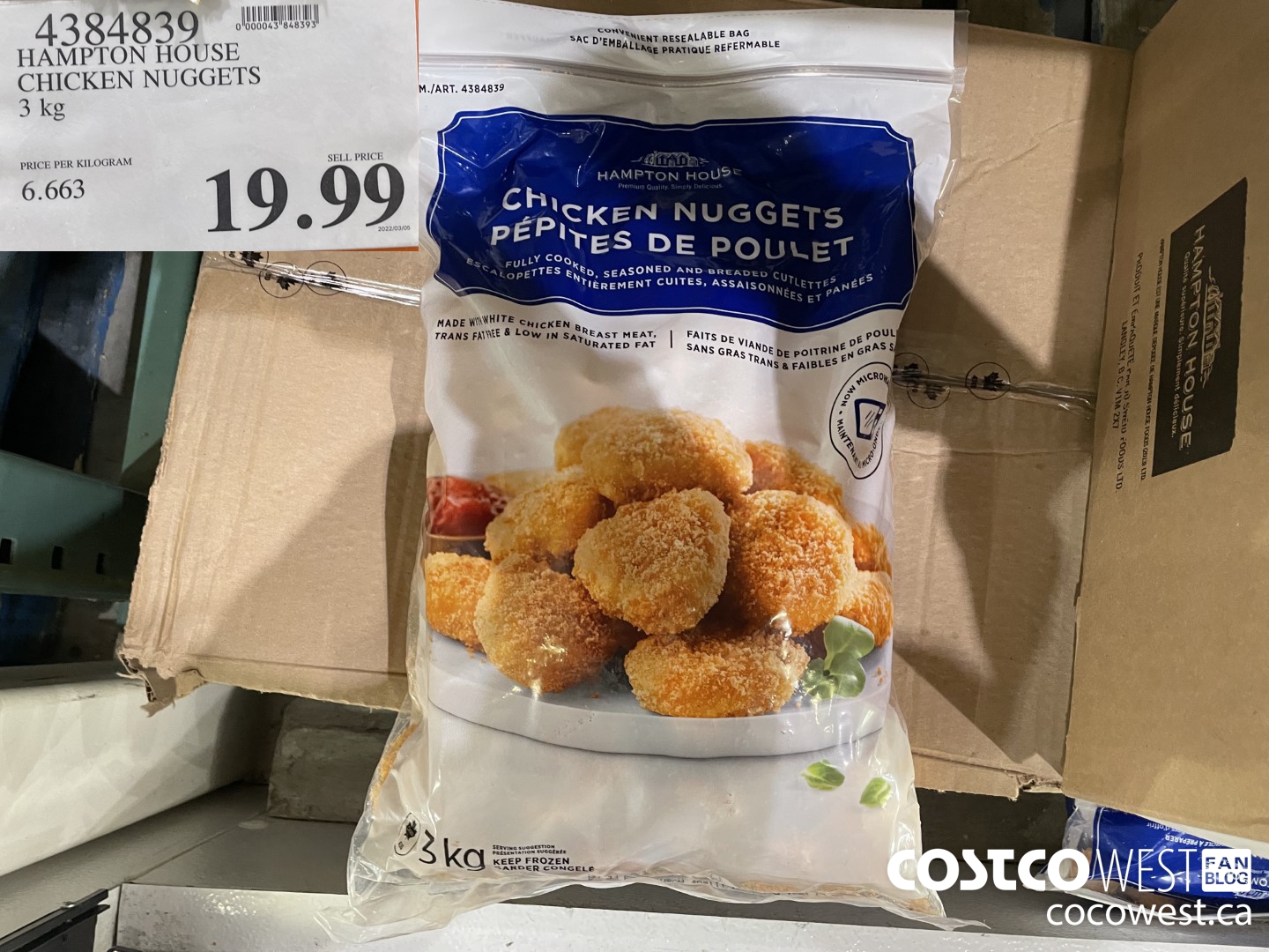 4384839 HAMPTON HOUSE CHICKEN NUGGETS 3 kg $19.99