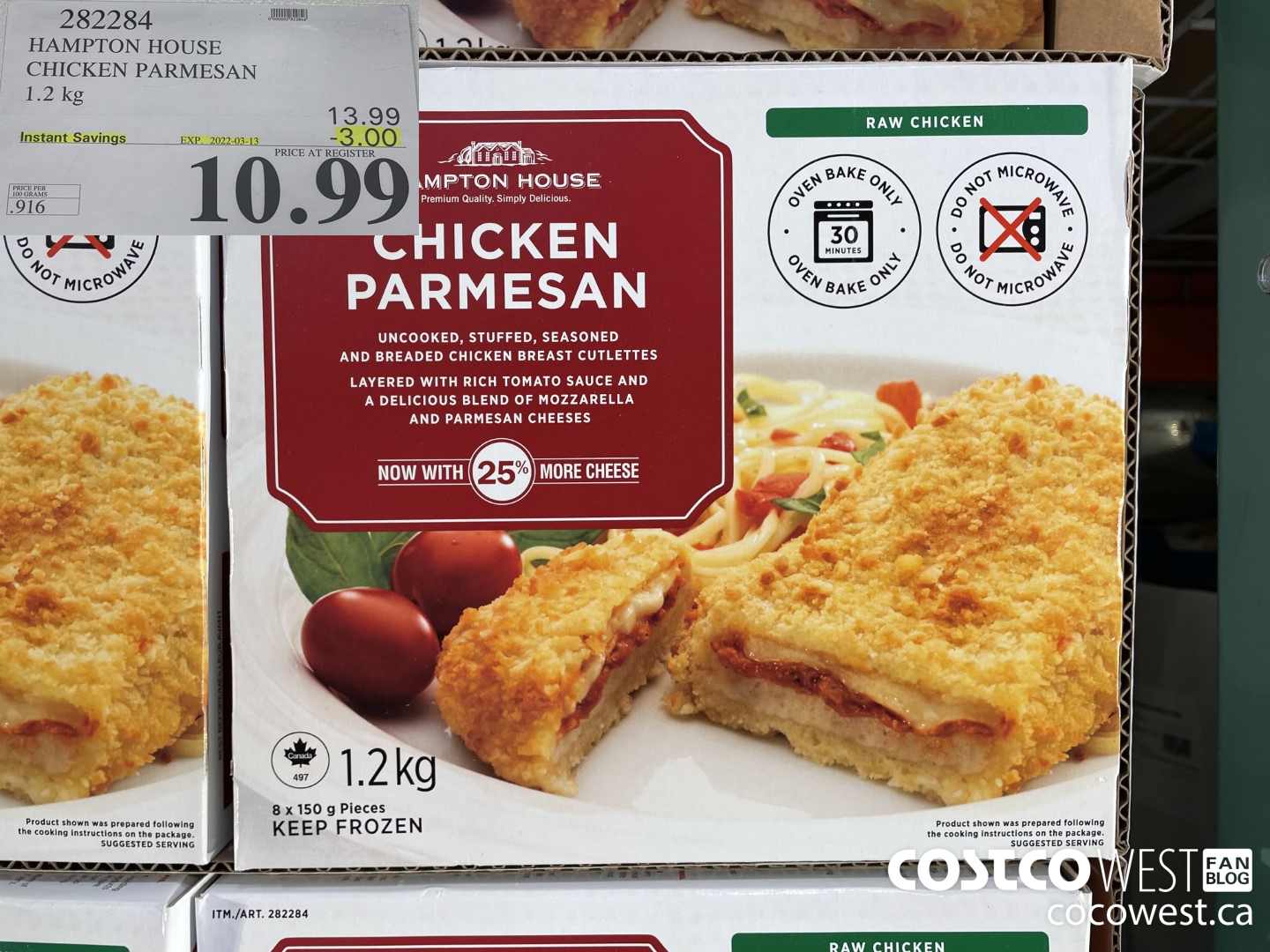 282284 HAMPTON HOUSE CHICKEN PARMESAN 1.2 kg ($3.00 INSTANT SAVINGS EXPIRES ON 2022-03-13) $10.99