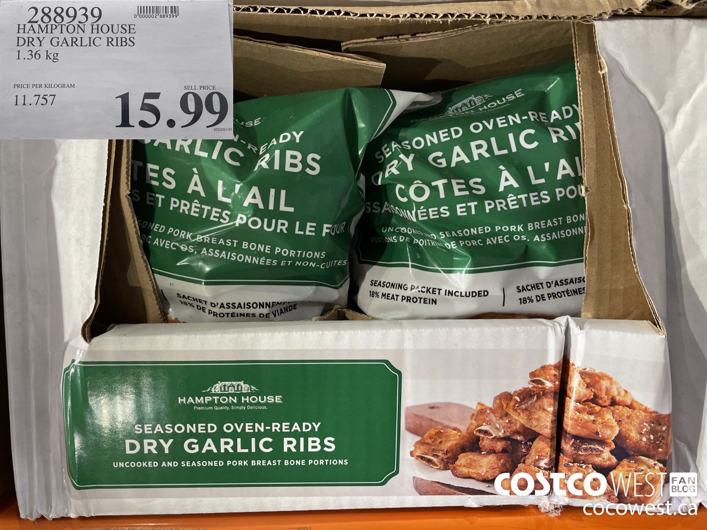288939 HAMPTON HOUSE DRY GARLIC RIBS 1.36 kg $15.99