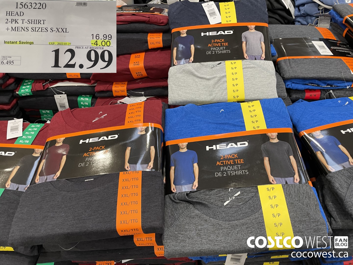 1563220 HEAD 2-PK T-SHIRT MENS SIZES S-XXL ($4.00 INSTANT SAVINGS EXPIRES ON 2022-03-27) $12.99