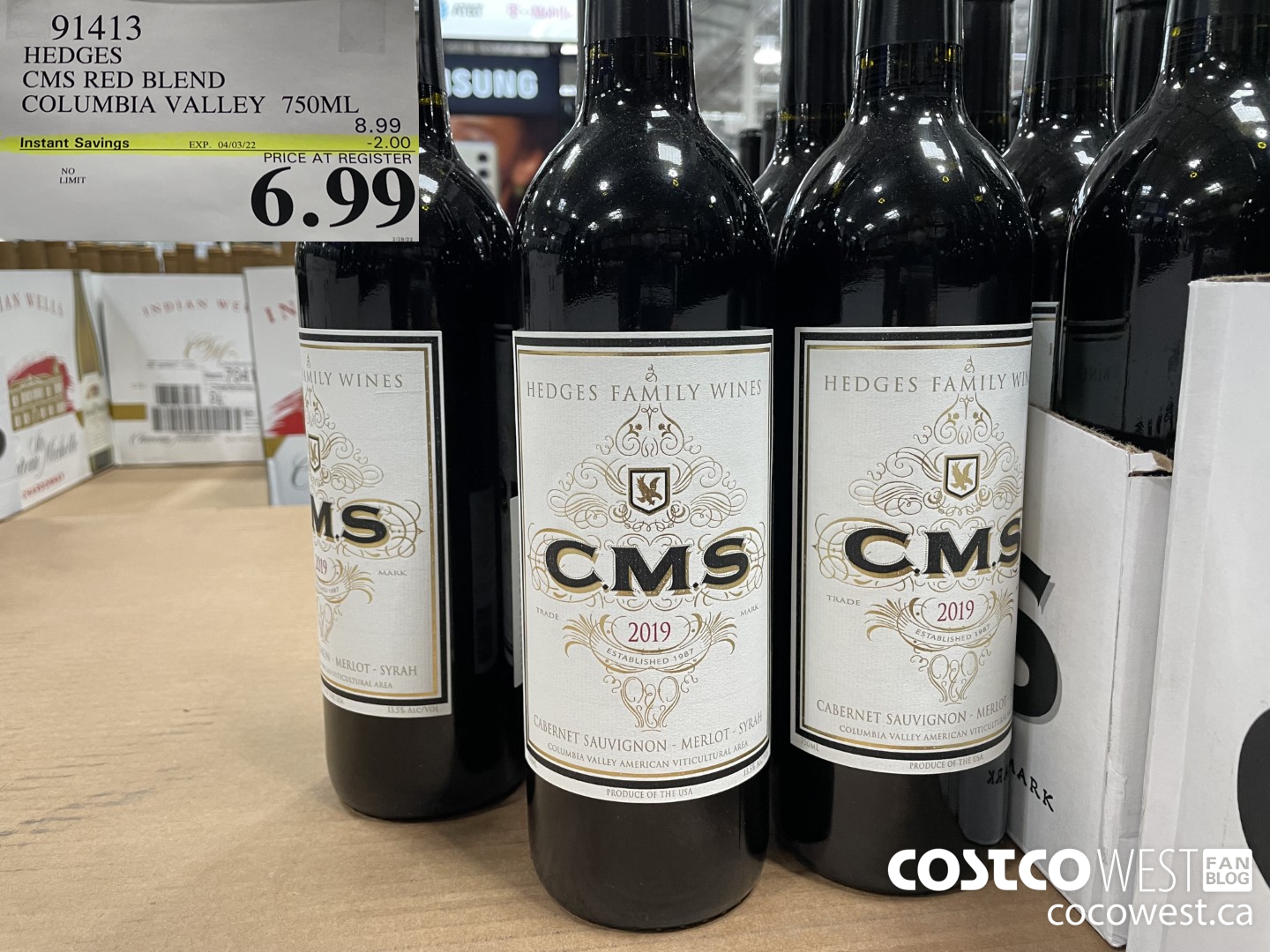 91413 HEDGES CMS RED BLEND COLUMBIA VALLEY 750ML ($2.00 INSTANT SAVINGS EXPIRES ON 2022-04-03) $6.99