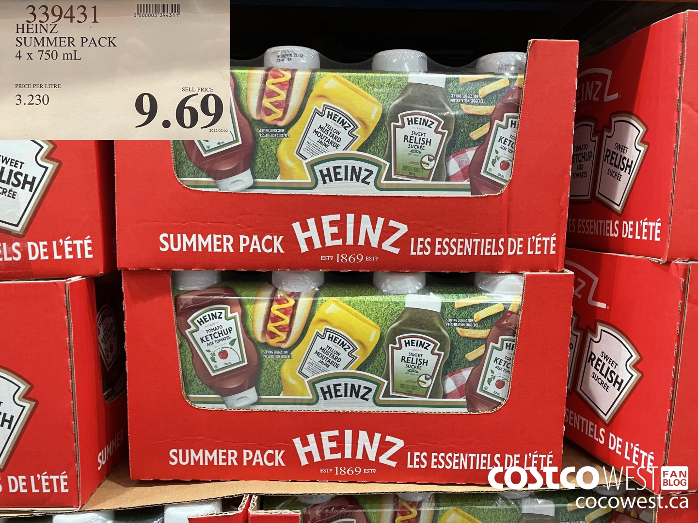 339431 HEINZ SUMMER PACK 4 X 750 ML $9.69