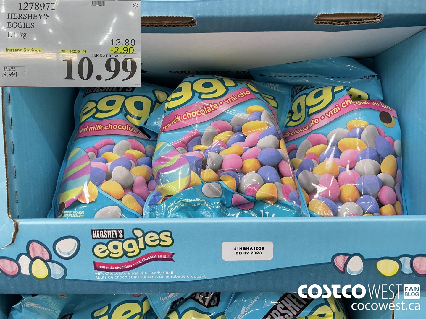 1278972 HERSHEY'S EGGIES 1.1 kg ($2.90 INSTANT SAVINGS EXPIRES ON 2022-04-03) $10.99