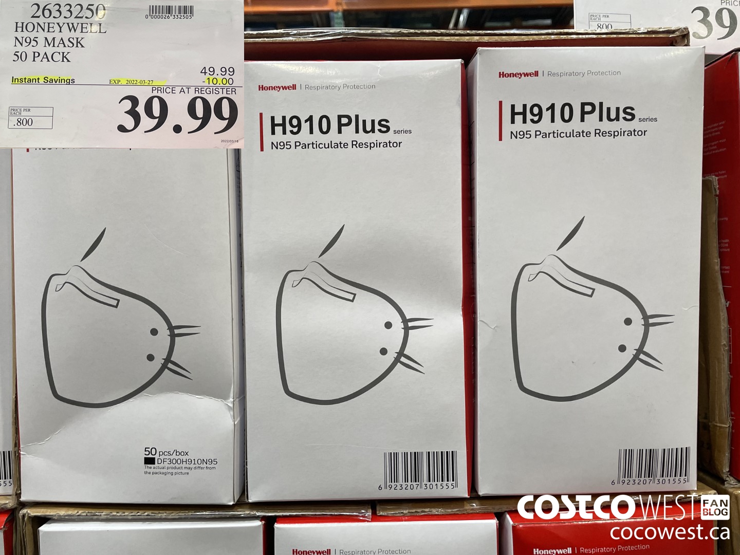 2633250 HONEYWELL N95 MASK 50PK ($10.00 INSTANT SAVINGS EXPIRES ON 2022-03-27) $39.99