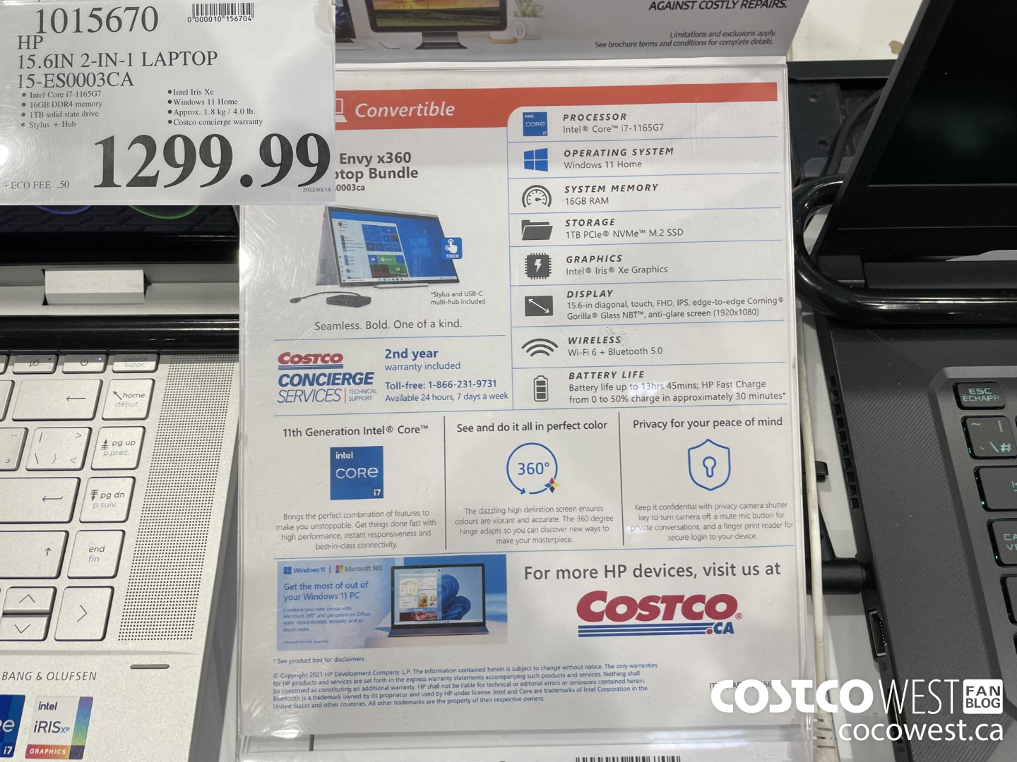 1015670 HP 15.6IN 2-IN-1 LAPTOP 15-ES0003CA $1299.99