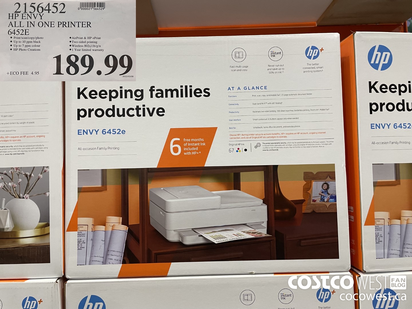 2156452 HP ENVY ALL IN ONE PRINTER 64525 $189.99