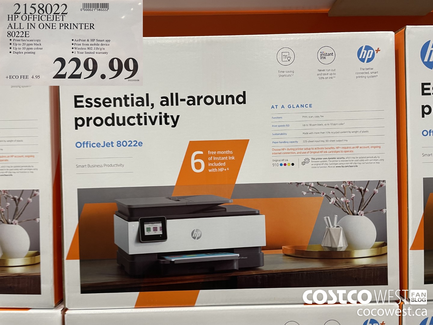 2158022 HP OFFICEJET ALL IN ONE PRINTER 8022E $229.99