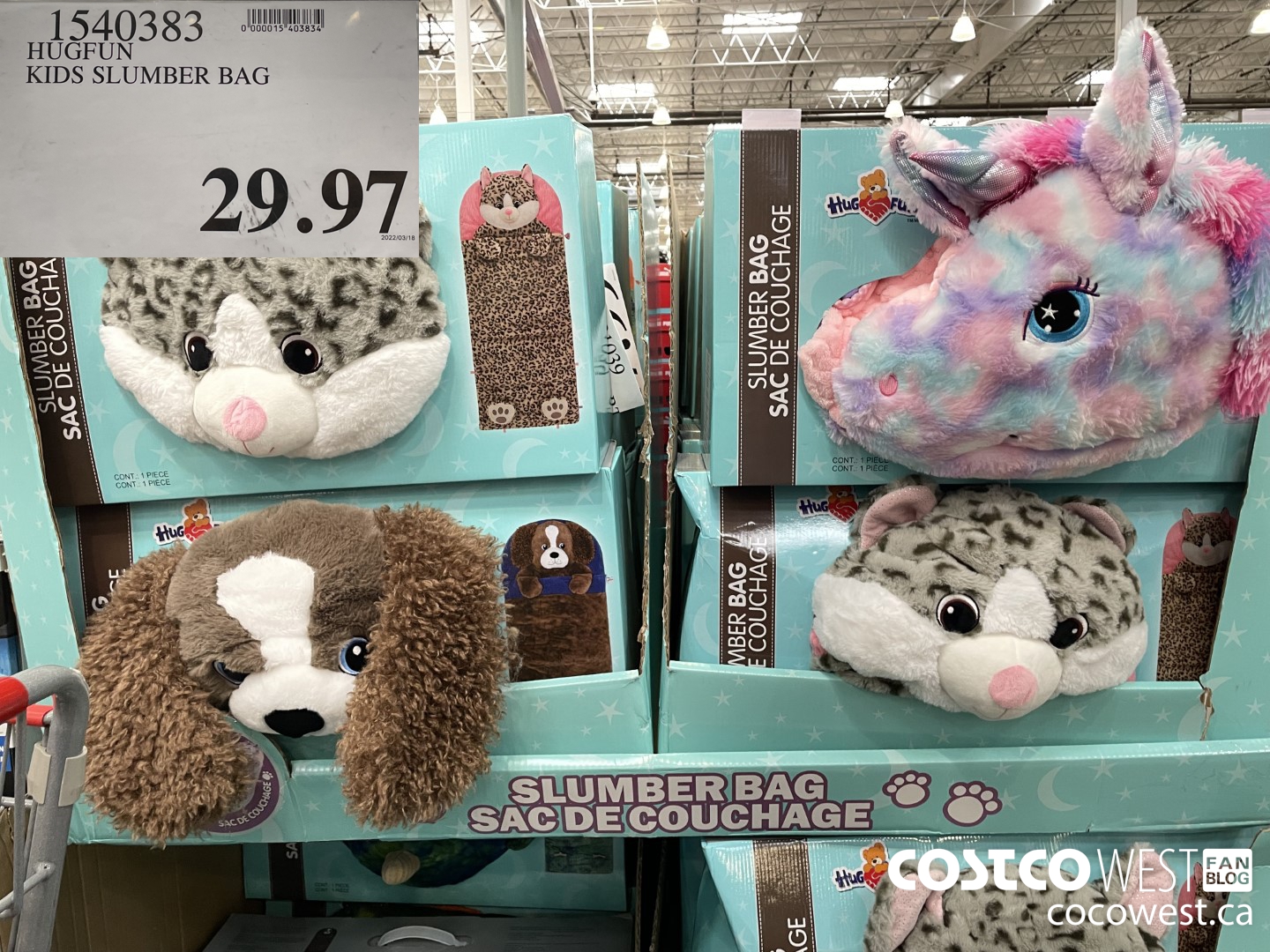 1540383 HUGFUN KIDS SLUMBER BAG  $29.97