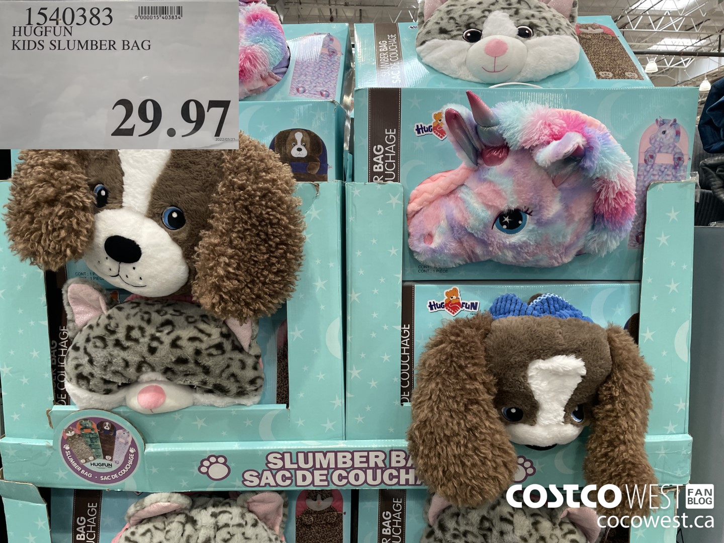 1540383 HUGFUN KIDS SLUMBER BAG  $29.97