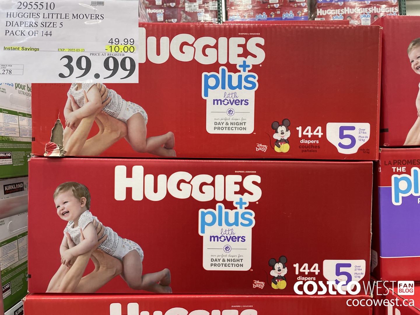 2955510 HUGGIES LITTLE MOVERS DIAPERS SIZE 5 PACK OF 144  ($10.00 INSTANT SAVINGS EXPIRES ON 2022-03-13) $39.99