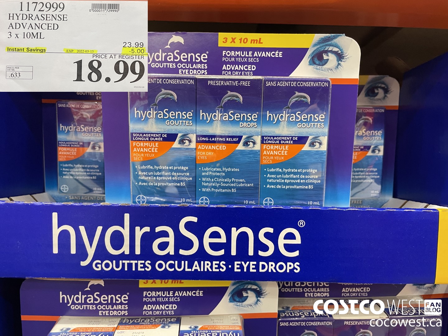 1172999 HYDRASENSE ADVANCED 3 x 10ML ($5.00 INSTANT SAVINGS EXPIRES ON 2022-03-13) $18.99