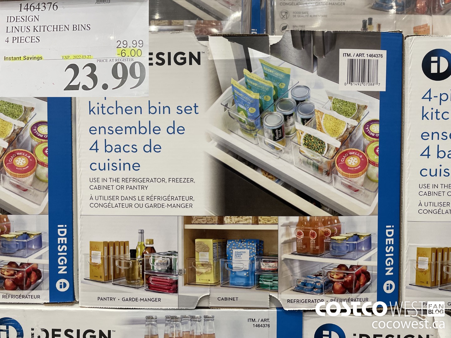1464376 IDESIGN LINUS KITCHEN BINS 4 PIECES ($6.00 INSTANT SAVINGS EXPIRES ON 2022-03-27) $23.99