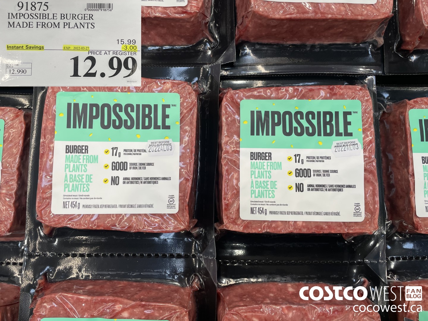 91875 IMPOSSIBLE BRICK BURGER 2 x 454 g ($3.00 INSTANT SAVINGS EXPIRES ON 2022-03-27) $12.99