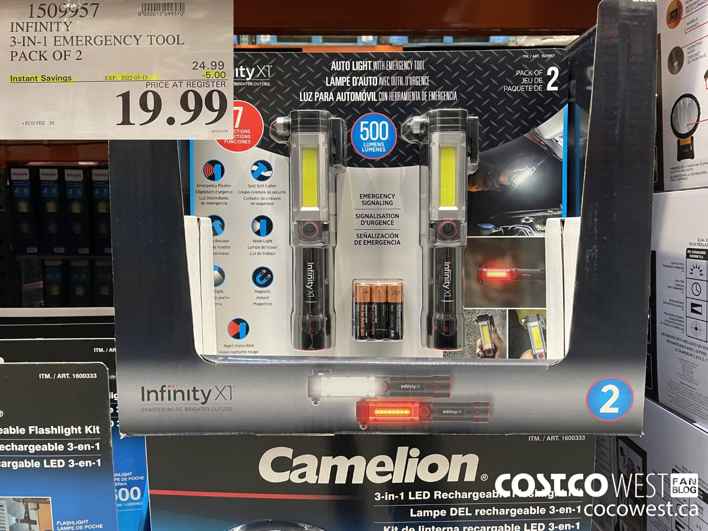 1509957 INFINITY 3-IN-1 EMERGENCY TOOL PACK OF 2 ($5.00 INSTANT SAVINGS EXPIRES ON 2022-03-13) $19.99