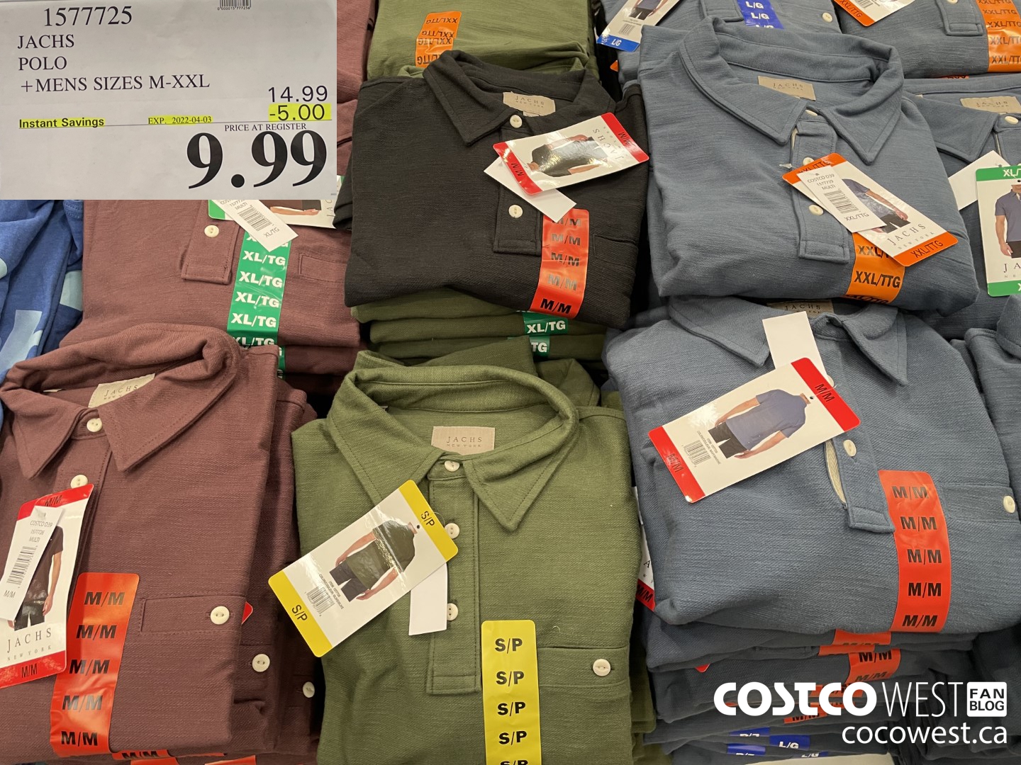 1577725 JACHS POLO MENS SIZES M-XXL ($5.00 INSTANT SAVINGS EXPIRES ON 2022-04-03) $9.99