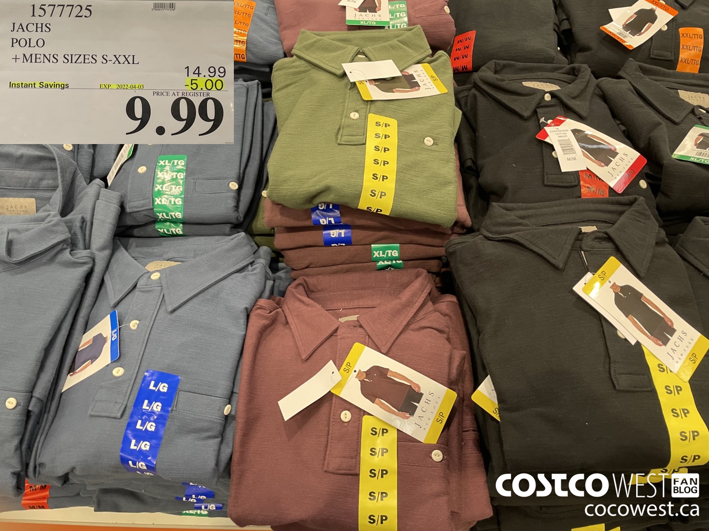 1577725 JACHS POLO MENS SIZES S-XXL ($5.00 INSTANT SAVINGS EXPIRES ON 2022-04-03) $9.99