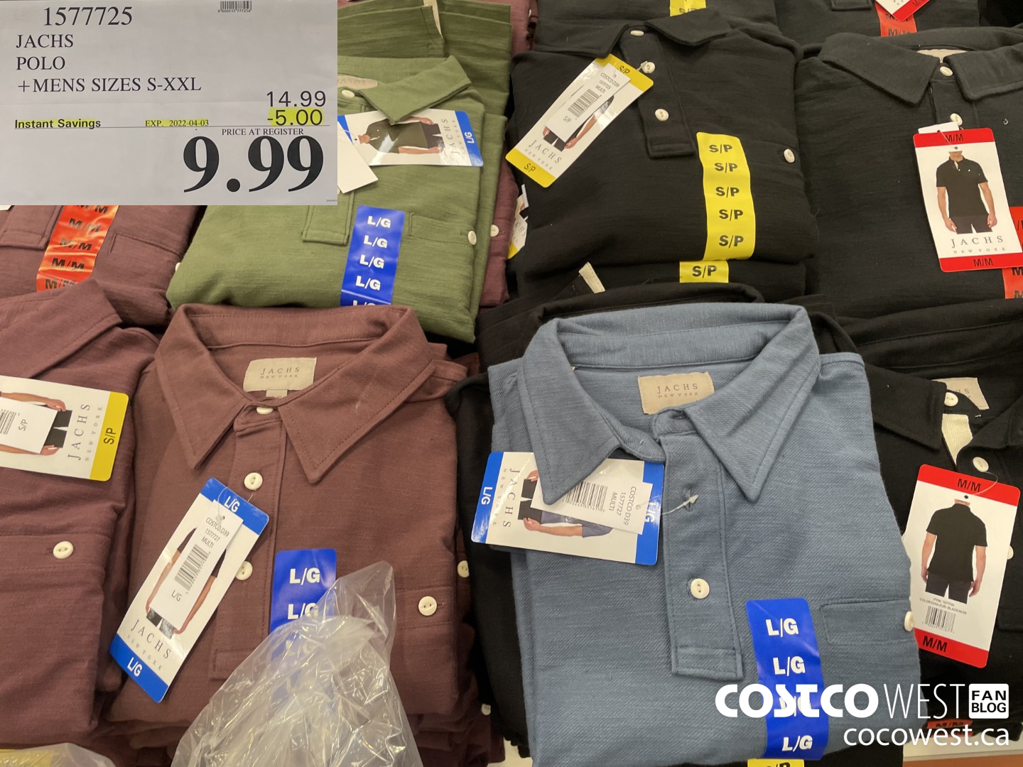 1577725 JACHS POLO MENS SIZES S-XXL ($5.00 INSTANT SAVINGS EXPIRES ON 2022-04-03) $9.99