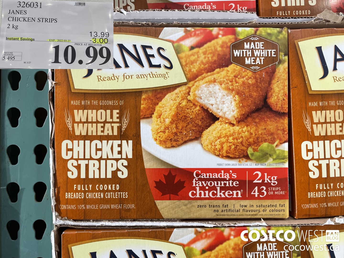 326031 JANES CHICKEN STRIPS 2 kg ($3.00 INSTANT SAVINGS EXPIRES ON 2021-03-27) $10.99