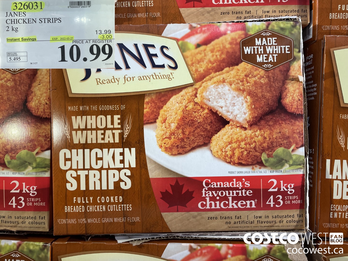 326031 JANES CHICKEN STRIPS 2 kg ($3.00 INSTANT SAVINGS EXPIRES ON 2021-03-27) $10.99