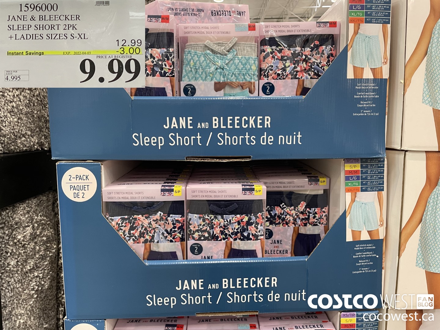1596000 JANE & BLEECKER SLEEF SHORT 2PK LADIES SIZES S - XL ($3.00 INSTANT SAVINGS EXPIRES ON 2022-04-03) $9.99