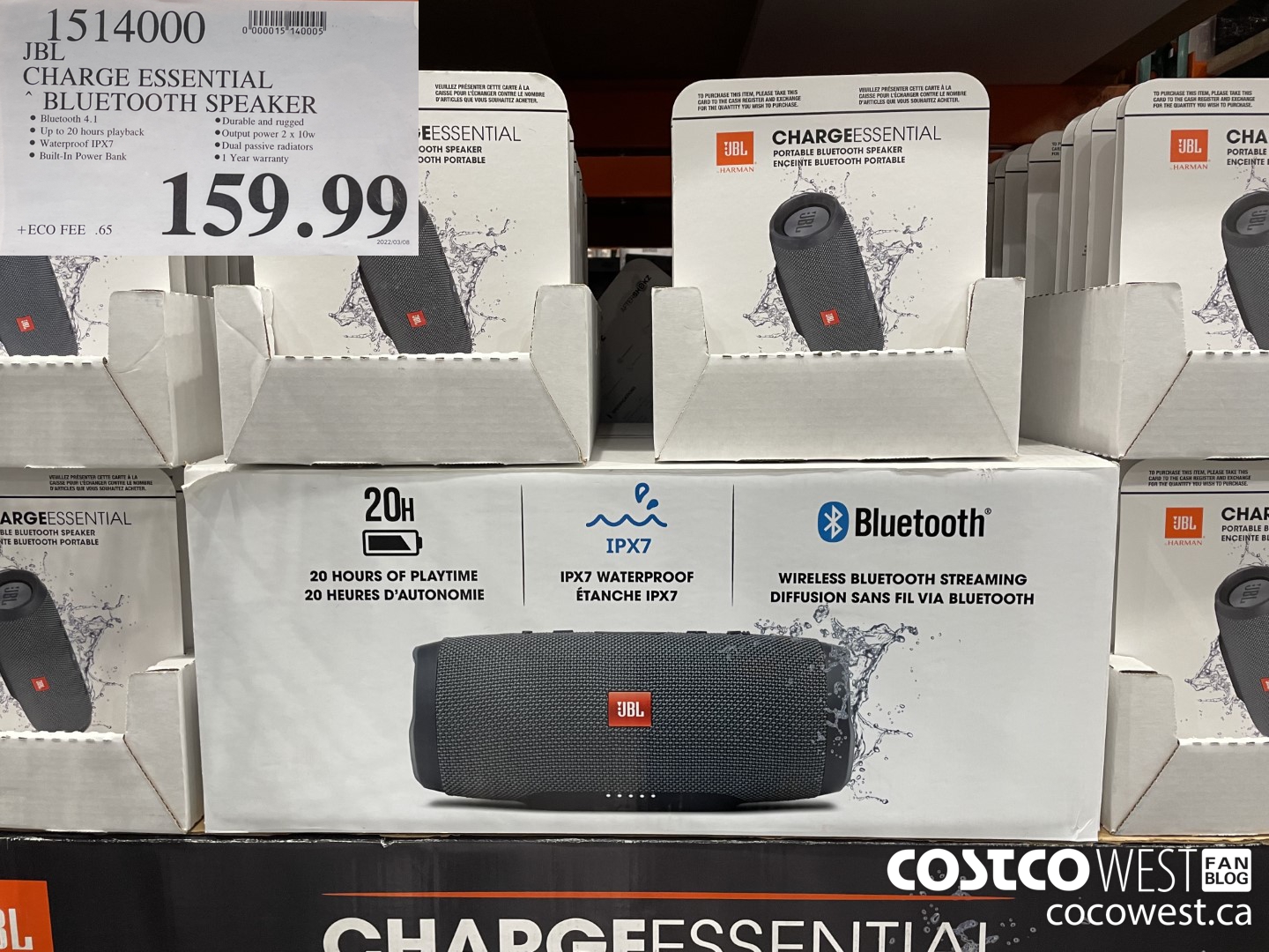 1514000 JBL CHARGE ESSENTIAL BLUETOOTH SPEAKER $159.99